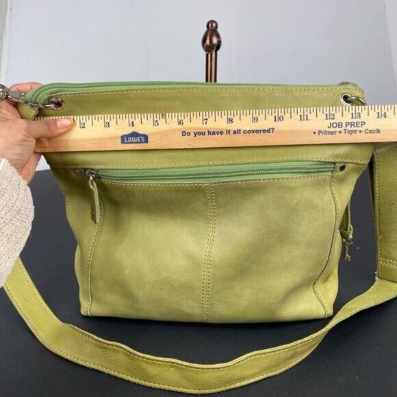 Fossil  green leather Crossbody bag with strap Zipper Pockets inner poccket - Picture 5 of 15